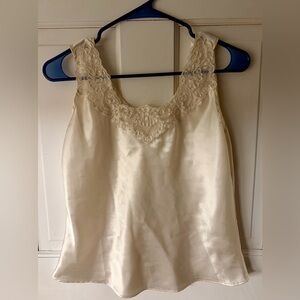 Vintage Cinema Etoile Ivory Slip Dress Lace Trim Coquette Romantic Small